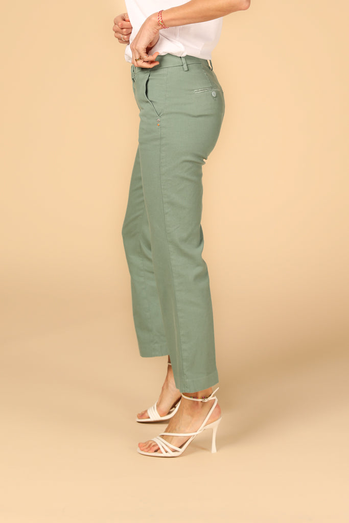 immagine 2 di pantalone chino donna modello New York Trumpet verde menta fit slim di Mason's