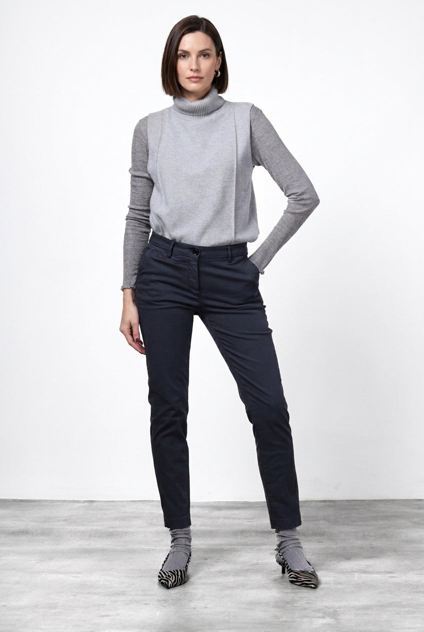 New York Slim pantalone chino donna in raso slim fit ①