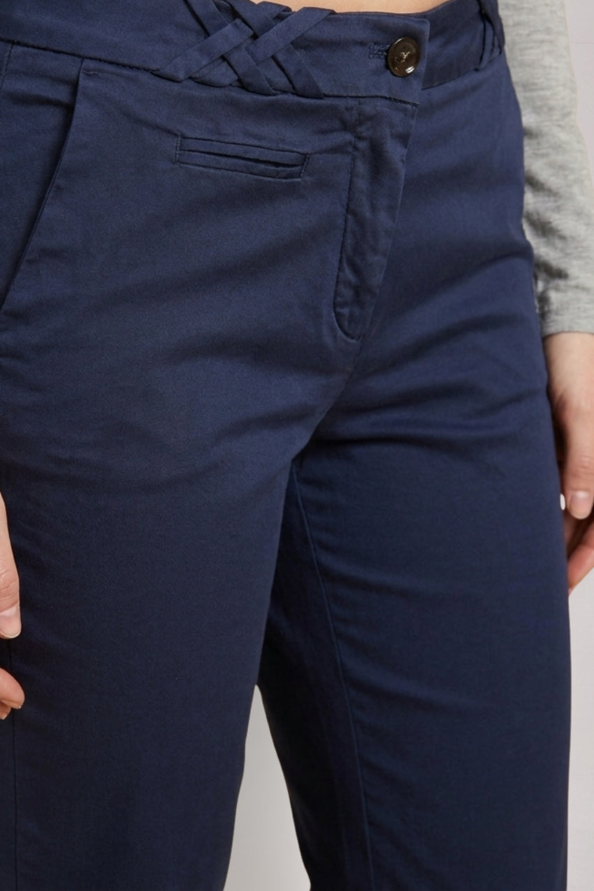 New York Trumpet Hose Chino Damen aus Stretch Satin slim fit