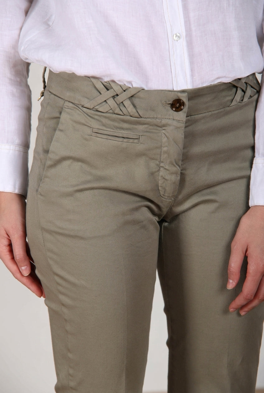 New York Trumpet Hose Chino Damen aus Stretch-Satin slim fit