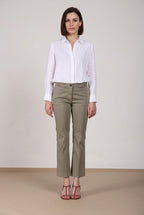 New York Trumpet Hose Chino Damen aus Stretch-Satin slim fit