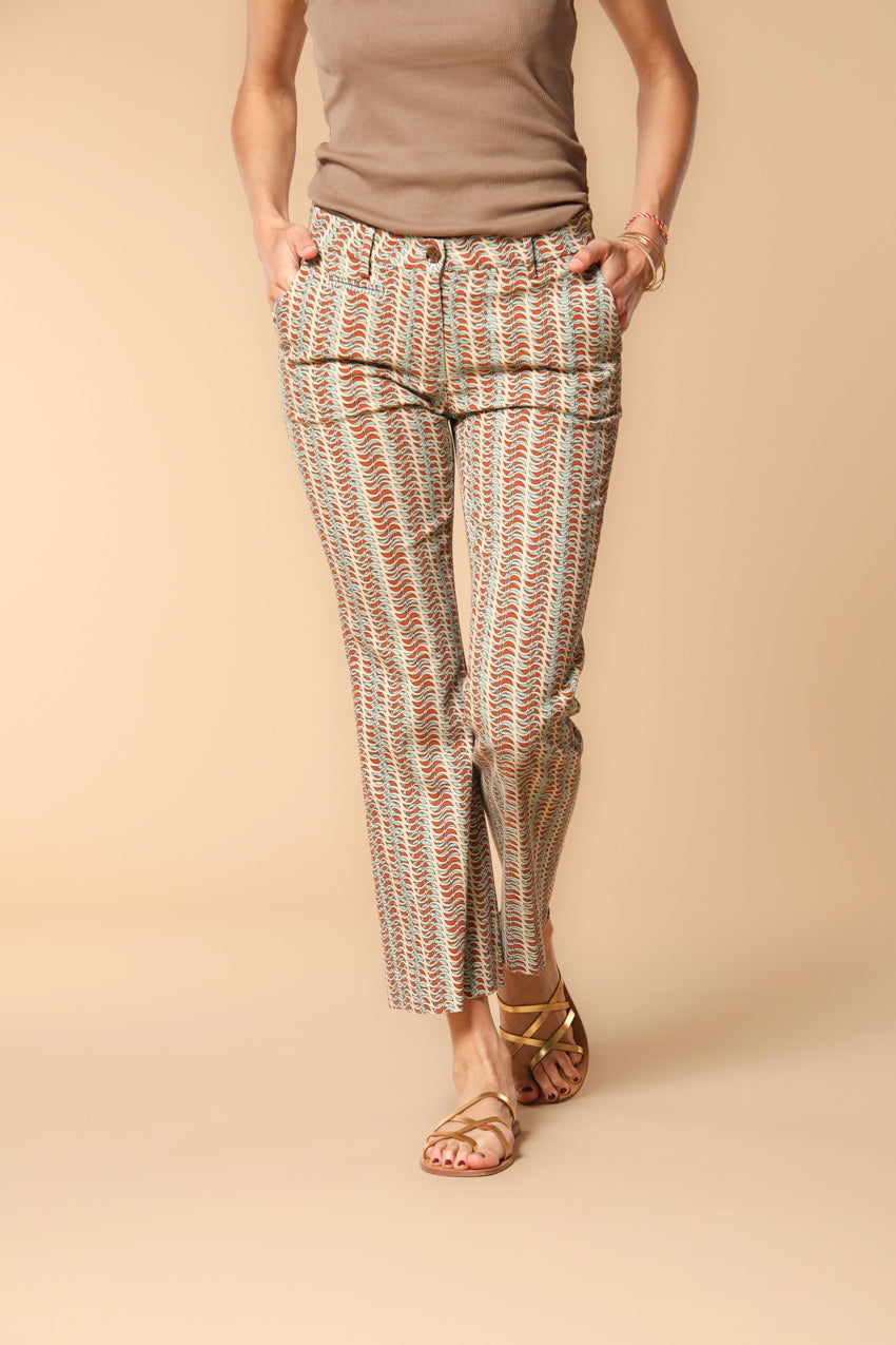New York Trumpet women's chino pants in piquet with print slim fit