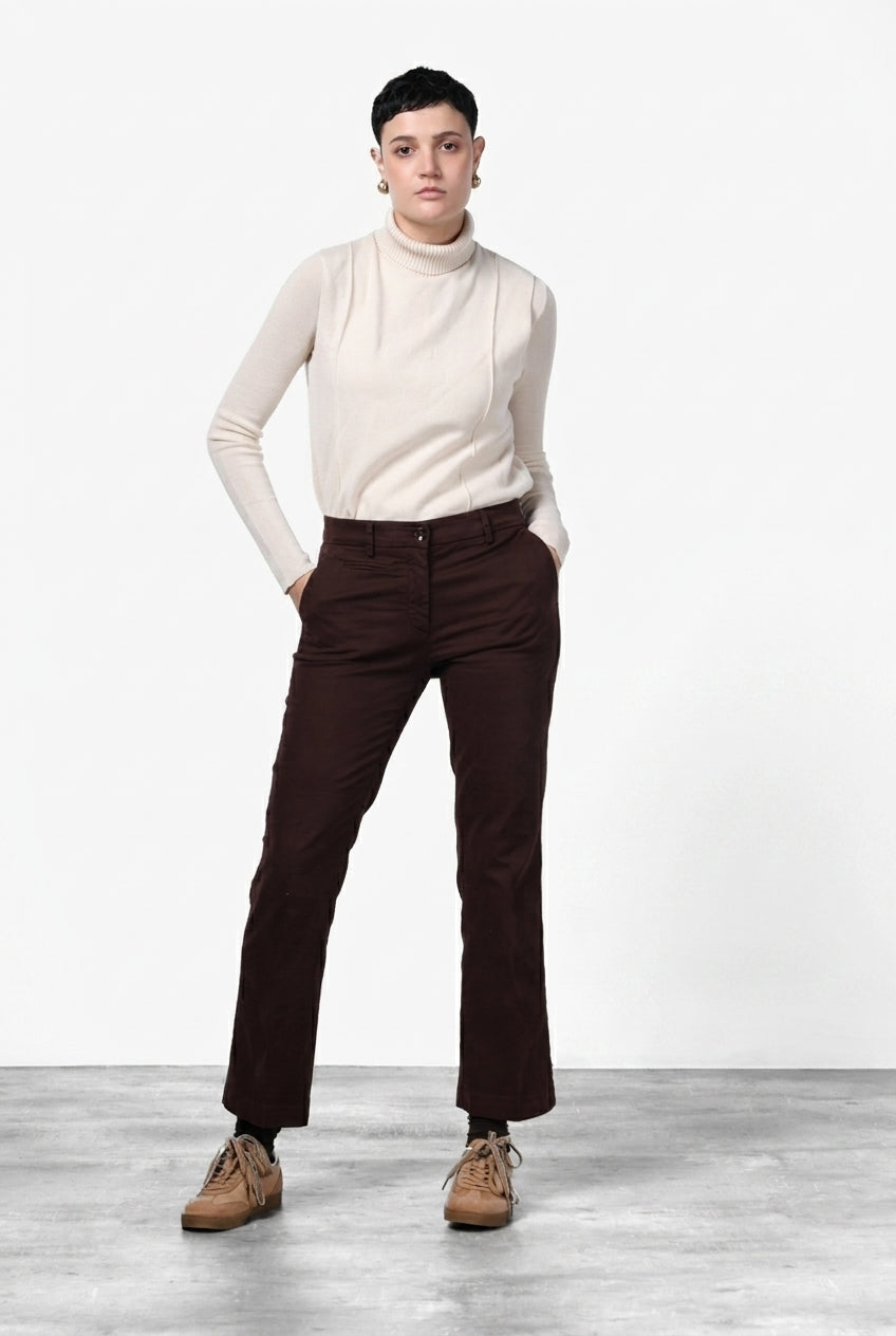 New York Trumpet pantalone chino donna in gabardina slim fit ①
