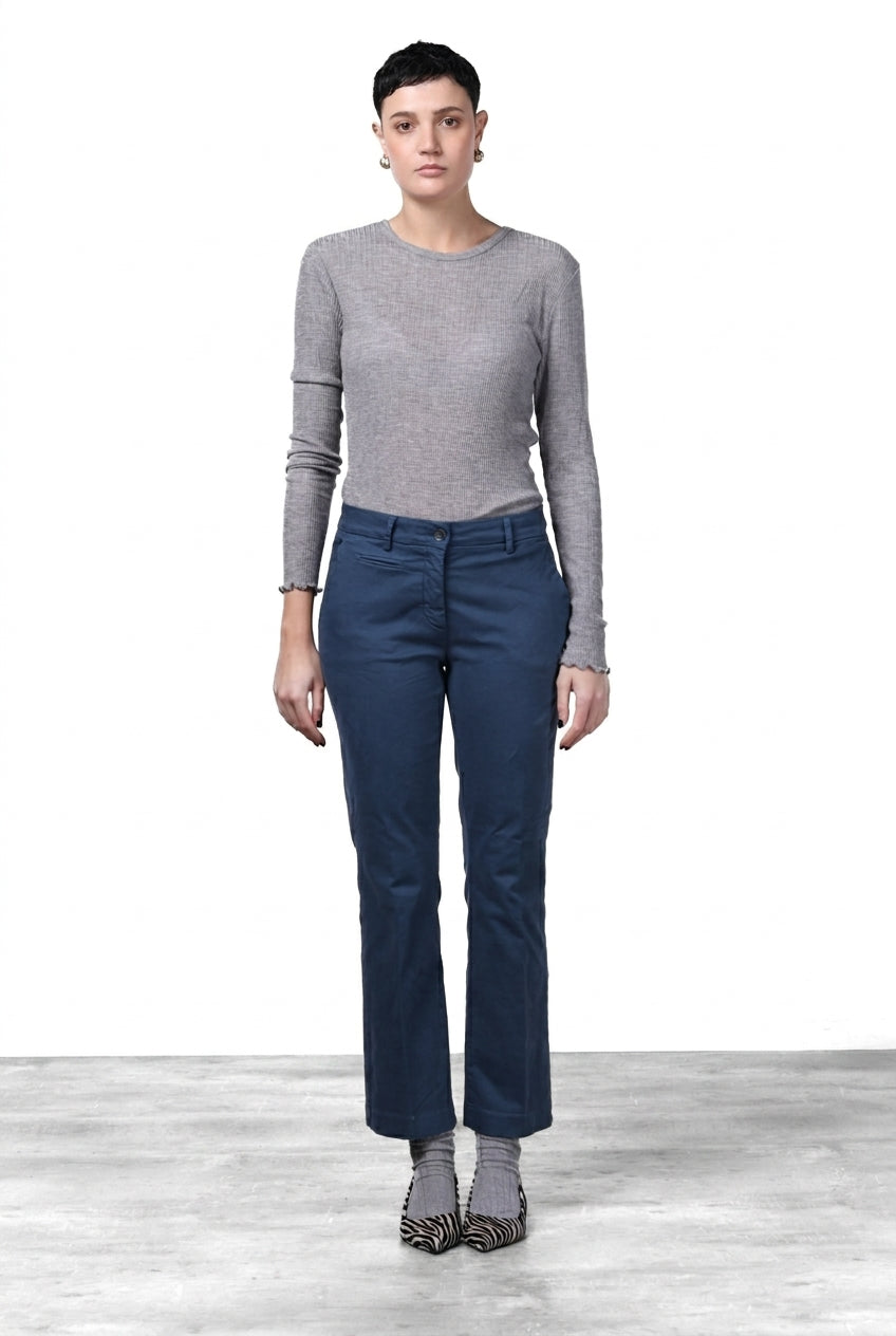 New York Trumpet pantalone chino donna in gabardina slim fit ①