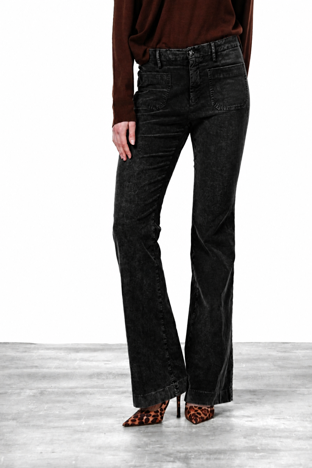 New York Flare pantalone chino donna in velluto 1000 righe slim fit