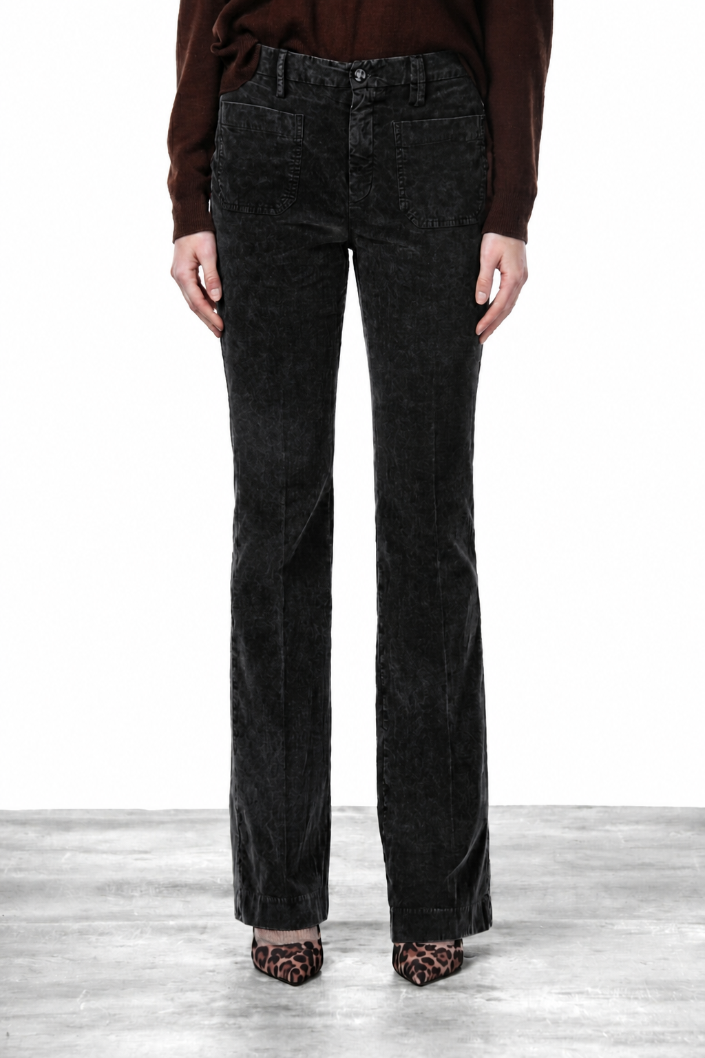 New York Flare pantalone chino donna in velluto 1000 righe slim fit