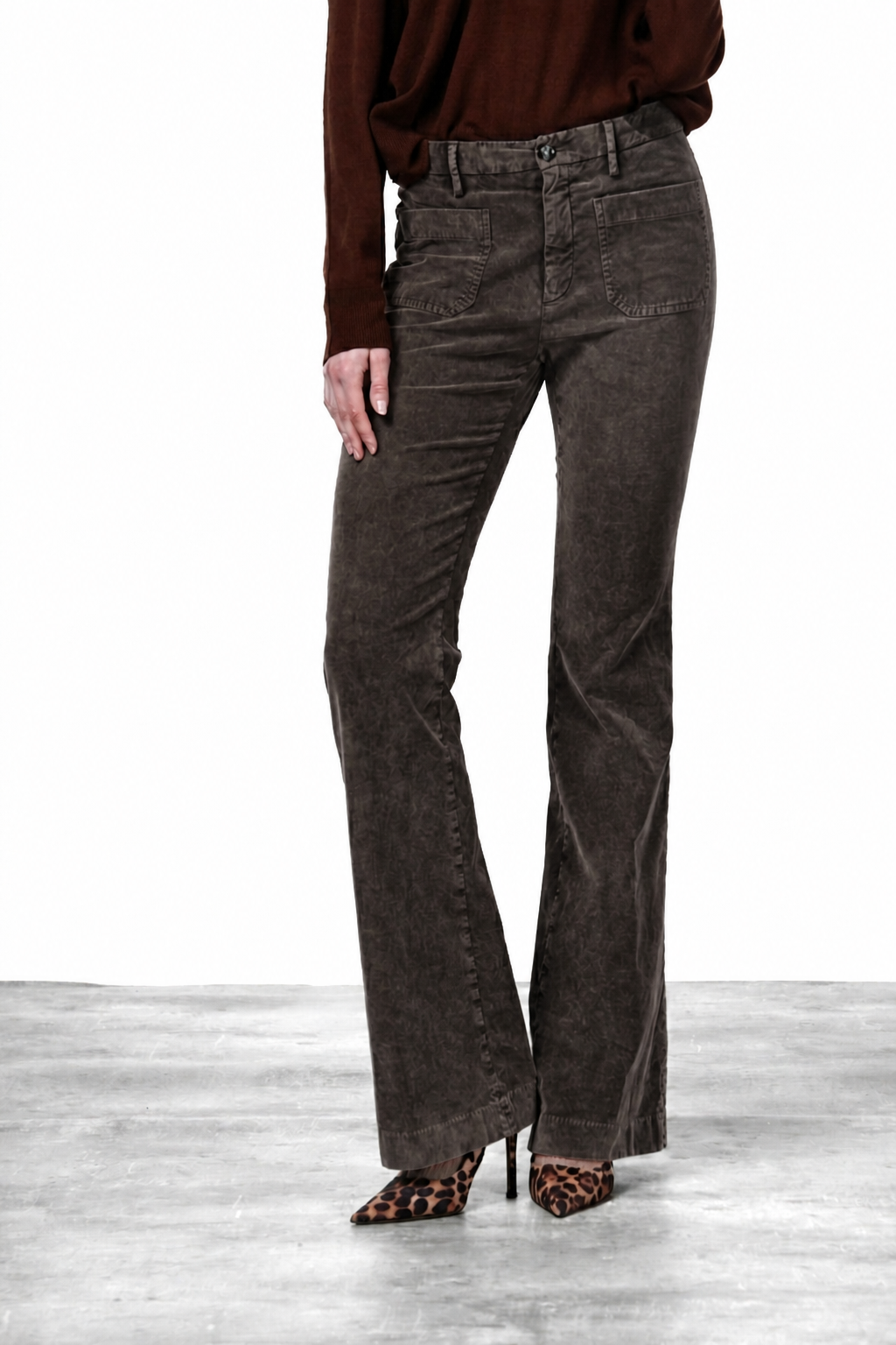 New York Flare pantalone chino donna in velluto 1000 righe slim fit