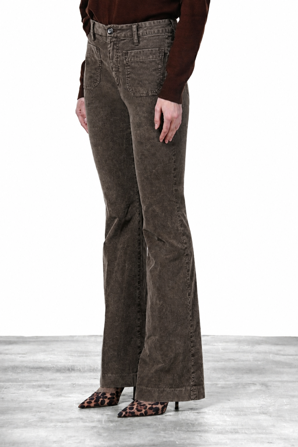 New York Flare pantalone chino donna in velluto 1000 righe slim fit