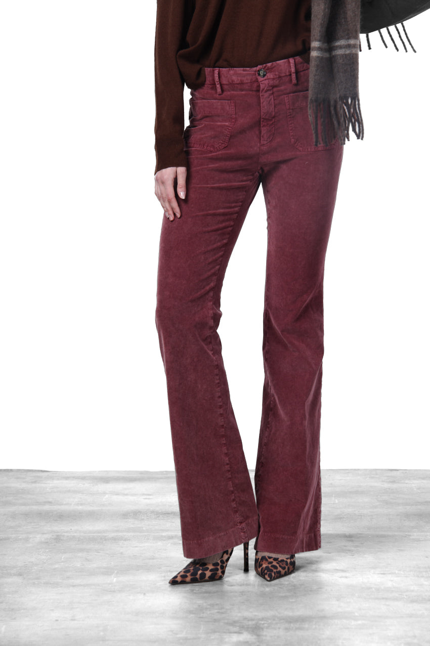 New York Flare pantalon chino femme en velours 1000 raies slim fit