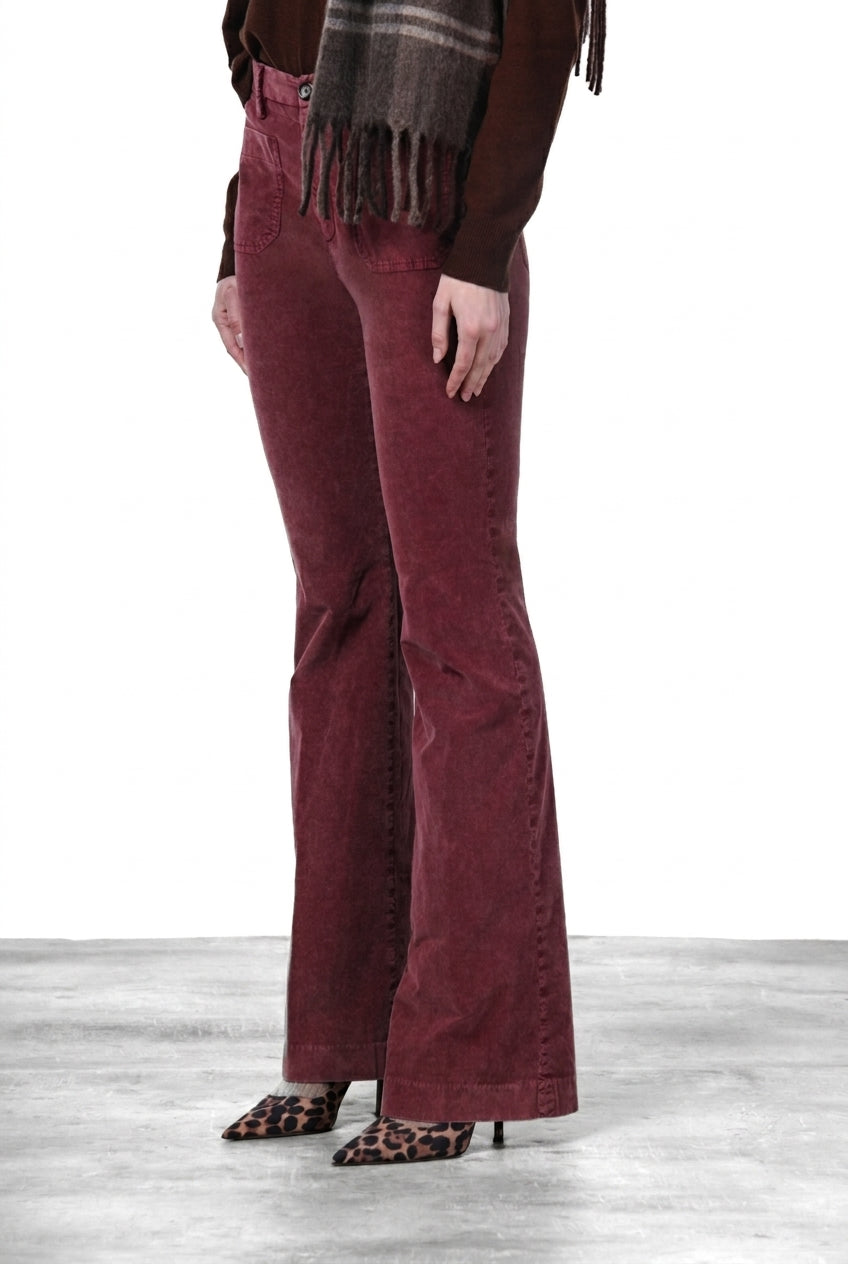 New York Flare pantalon chino femme en velours 1000 raies slim fit