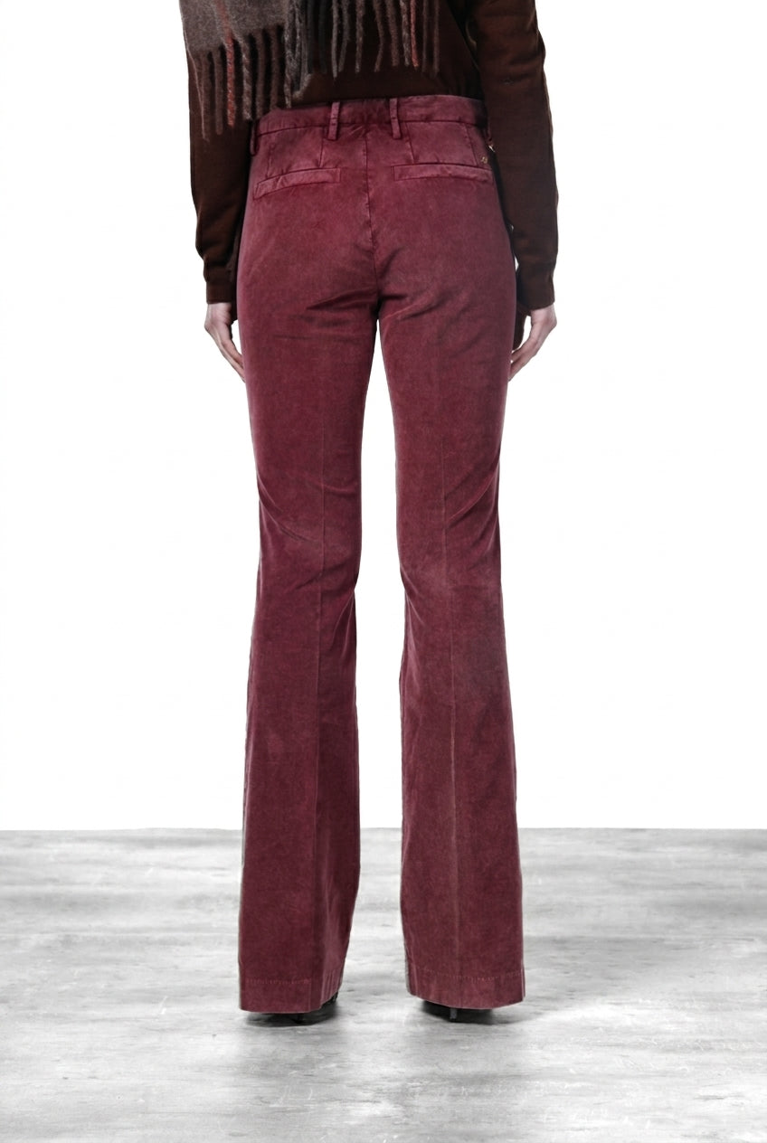 New York Flare pantalon chino femme en velours 1000 raies slim fit
