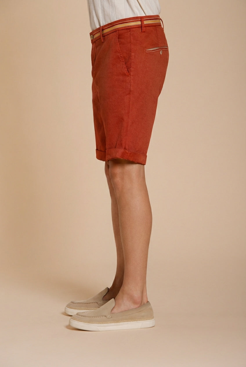 Torino Oxford men's chino bermuda in linen and cotton twill slim fit