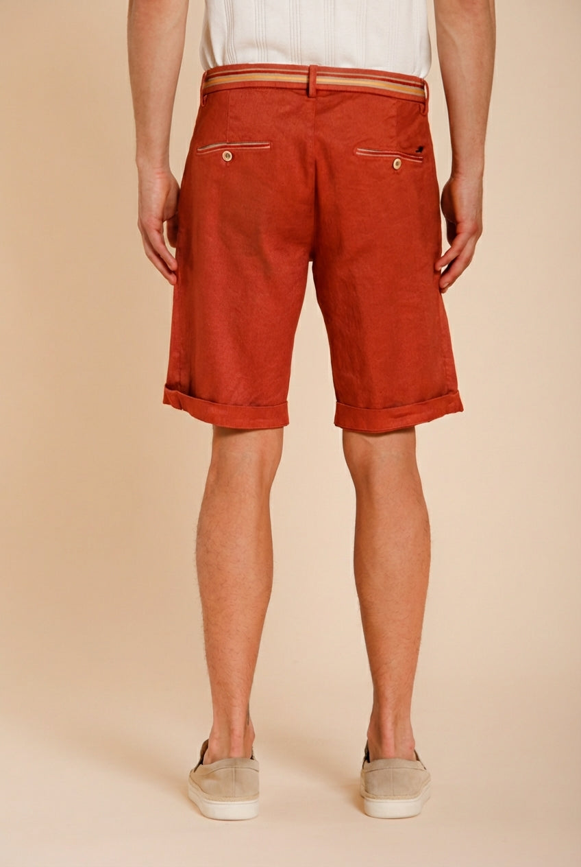 Torino Oxford men's chino bermuda in linen and cotton twill slim fit