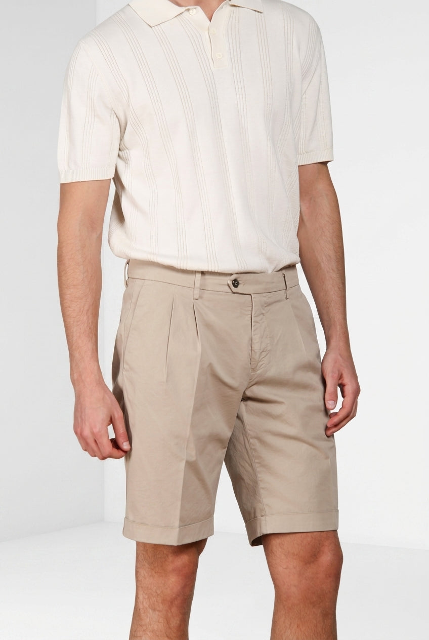 New York 2 Pinces bermuda chino uomo in twill stretch regular fit