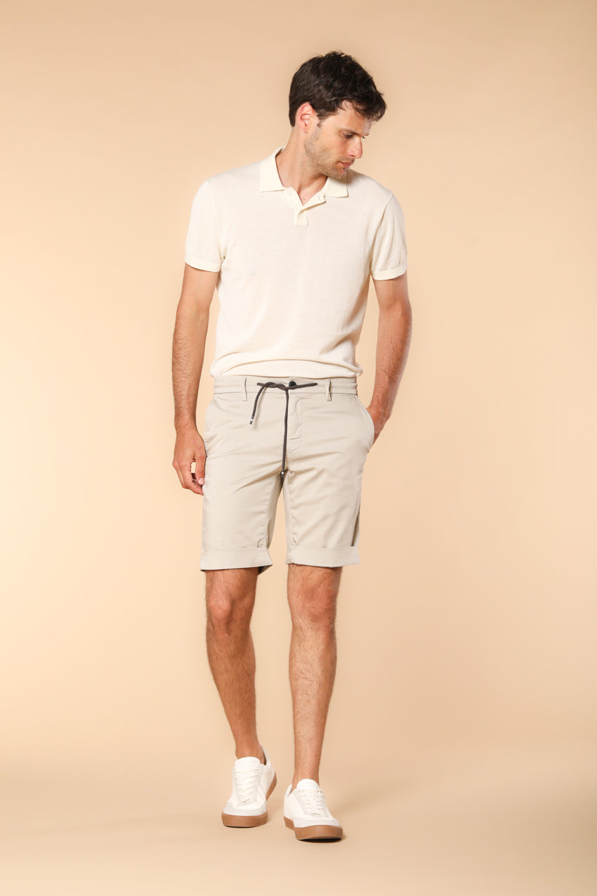 Milano Jogger Travel Herren Chino Jogger Bermuda  in technischem Travel Stretch Satin-Gewebe Slim Fit