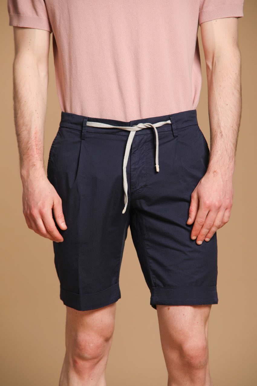 New York 1 Pinces City String Bermuda chino homme en Coton Pima Regular Fit