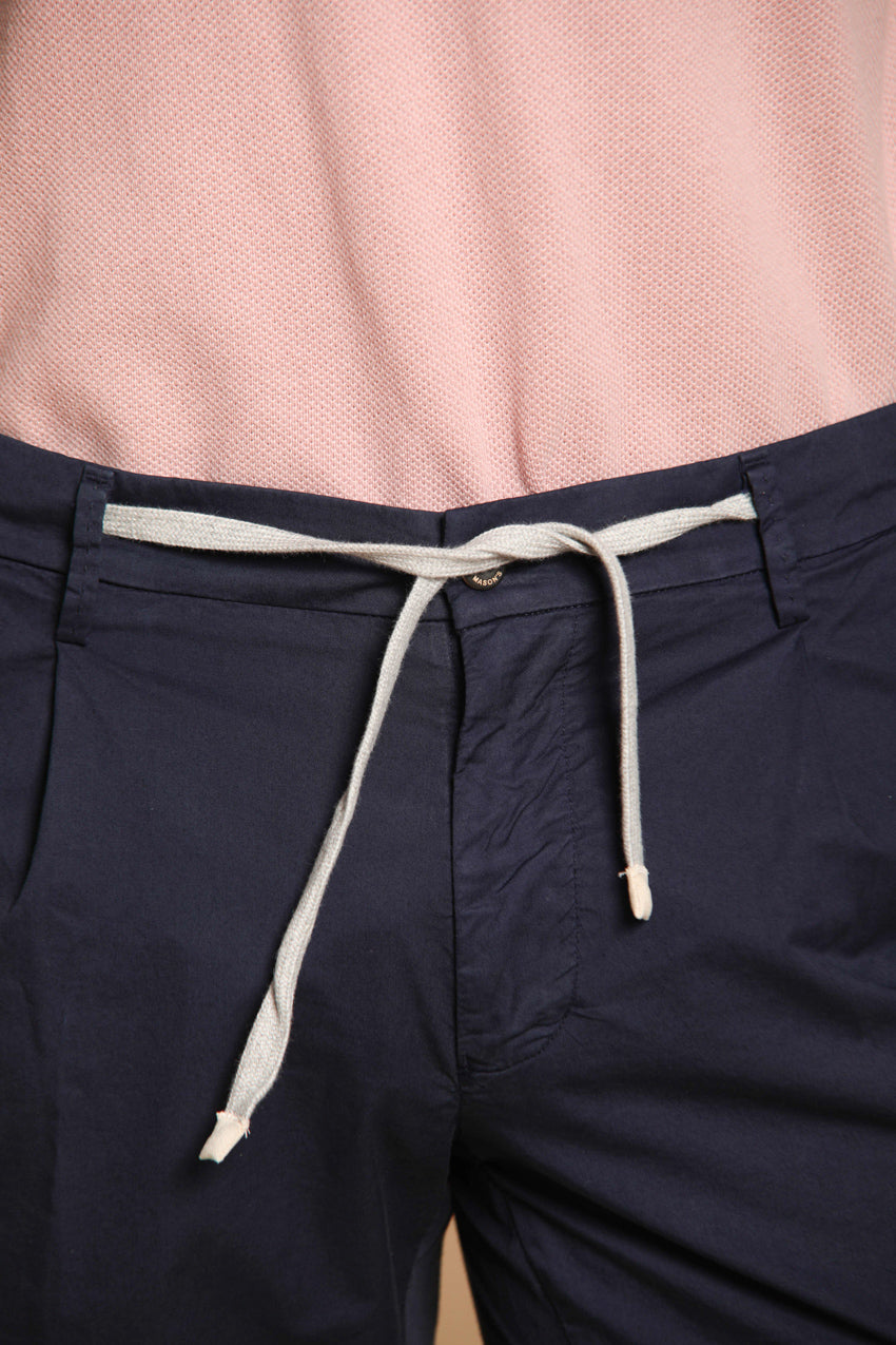 New York 1 Pinces City String Bermuda chino homme en Coton Pima Regular Fit