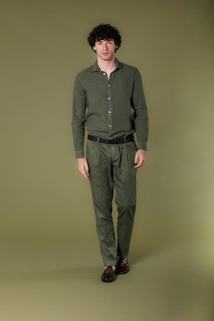 Immagine 2 di camicia uomo a manica lunga in lino verde modello Torino di Mason's