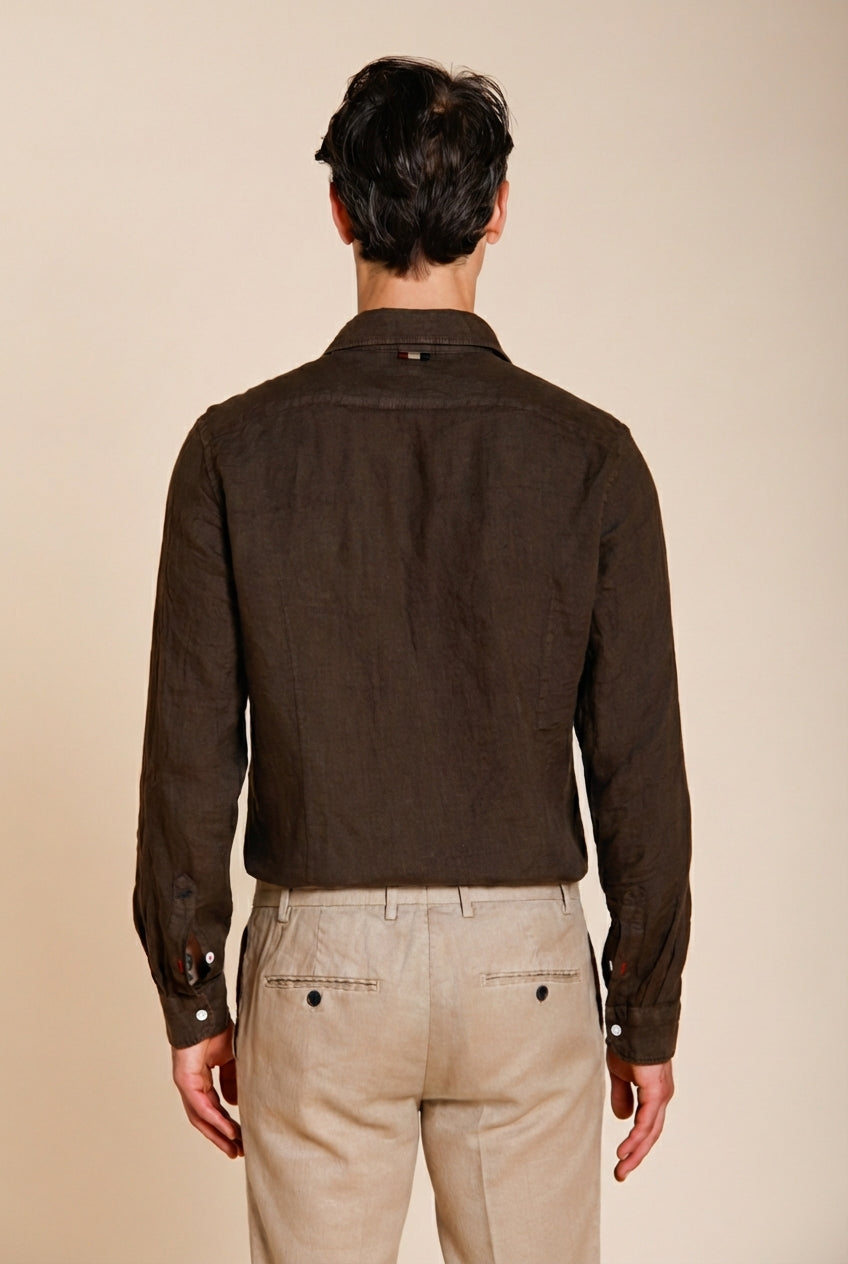 Torino men's shirt in linen canvas ①