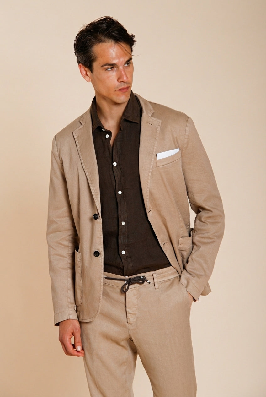 Torino men's shirt in linen canvas ①