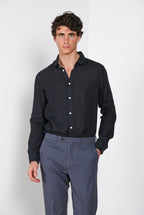 Torino men's shirt in linen canvas ①