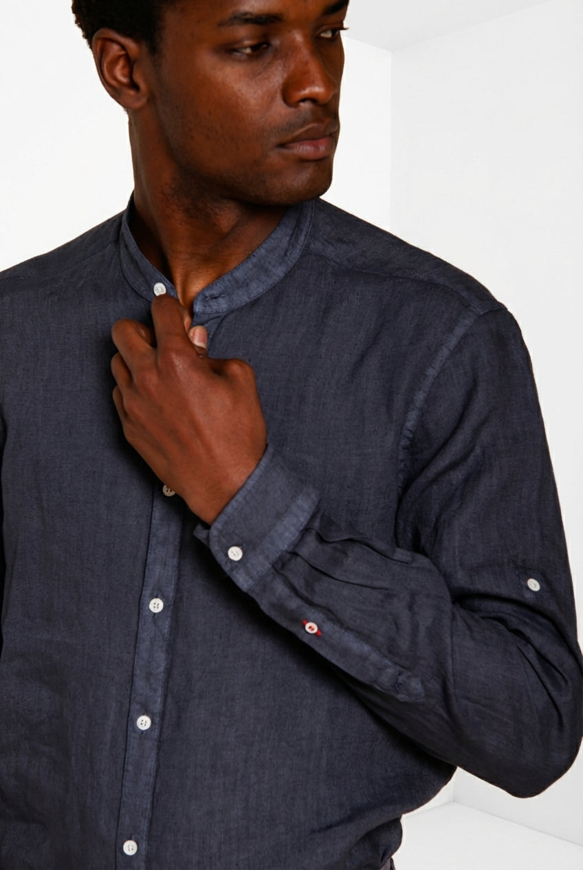 Porto camicia uomo in tela lino ①