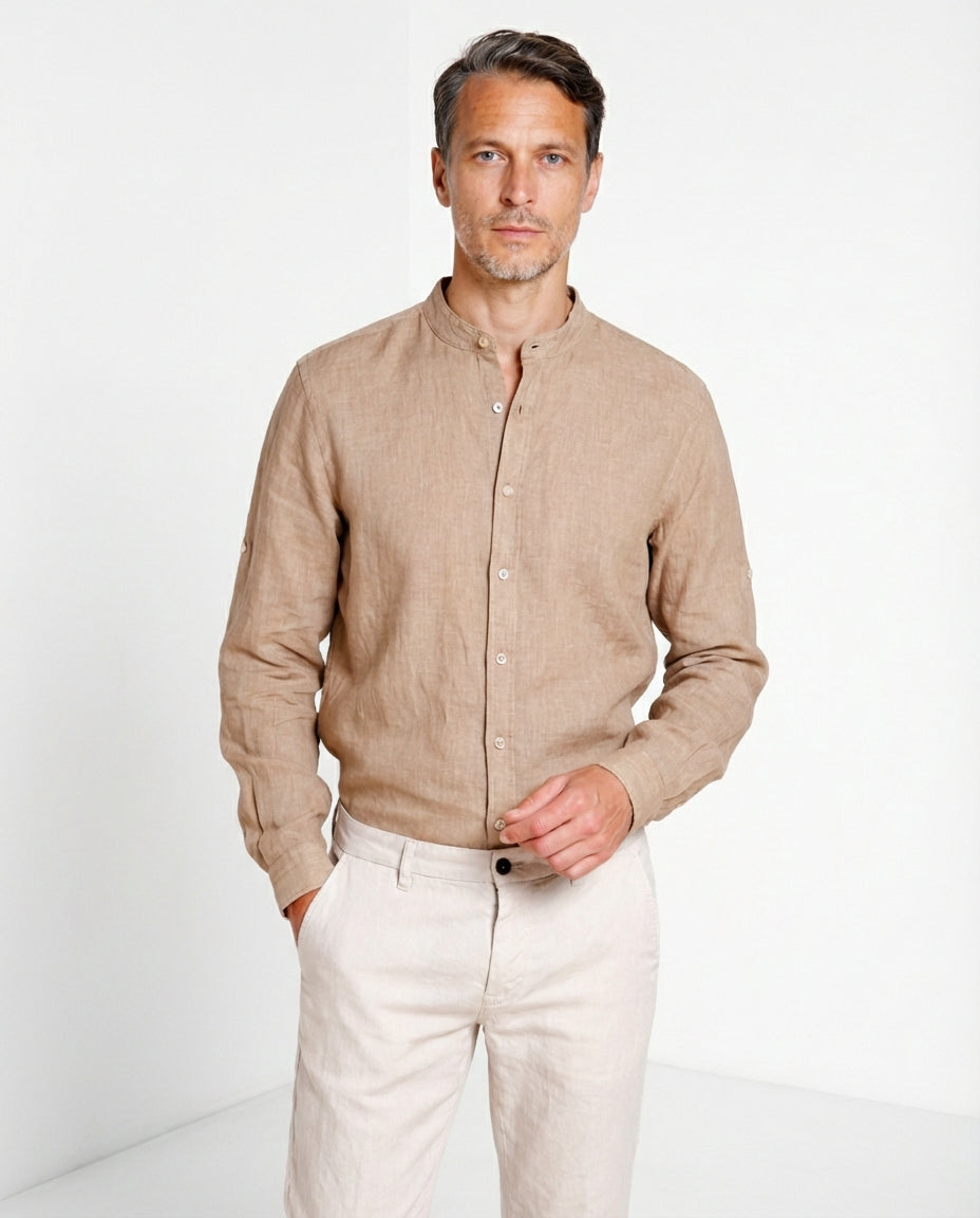Porto men's shirt in linen canvas ①