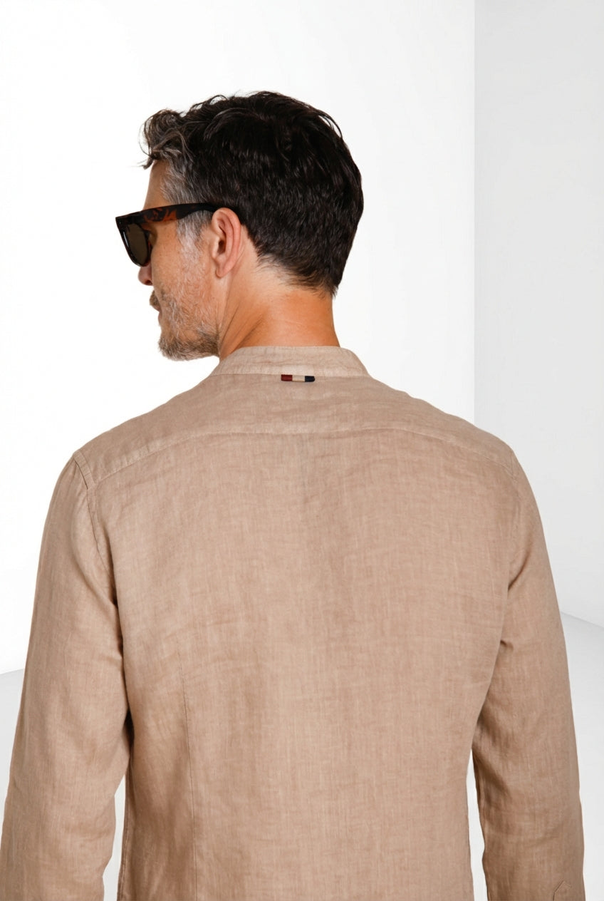 Porto camisa hombre en tela de lino ①