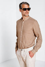Porto camisa hombre en tela de lino ①