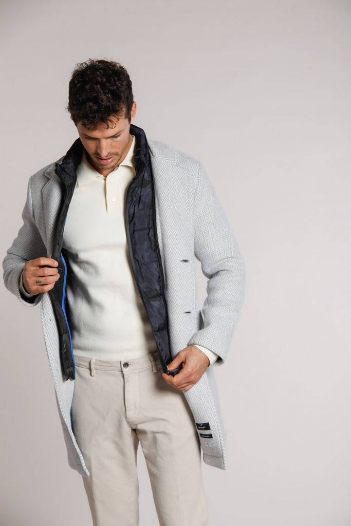 Los Angeles cappotto uomo in panno di cotone effetto lana con pattern resca