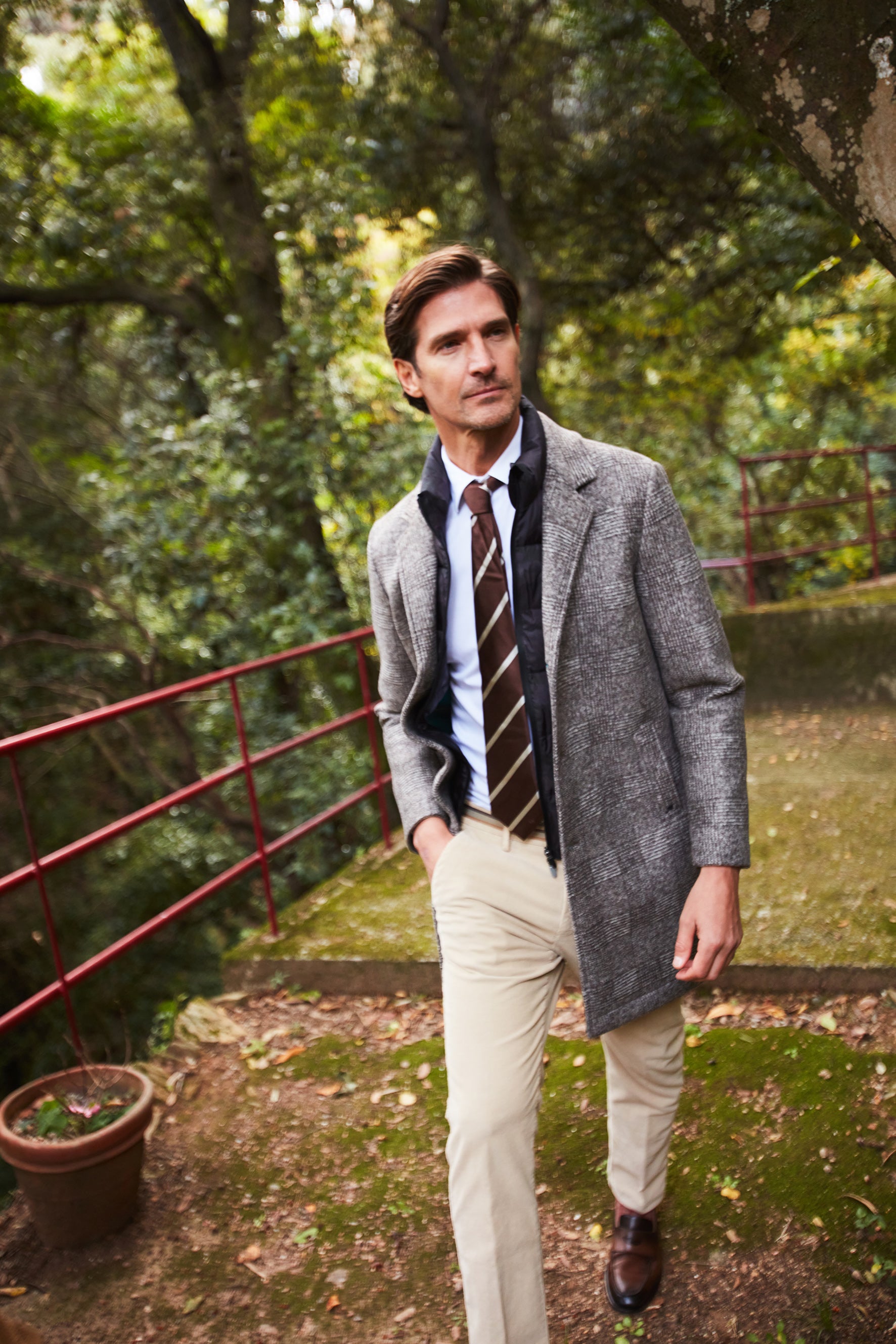 Los Angeles abrigo hombre en paño de lana estampado gales