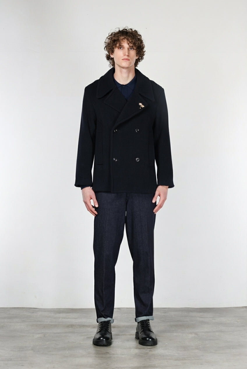 Brando Men's Coat in Soft Wool Fabric