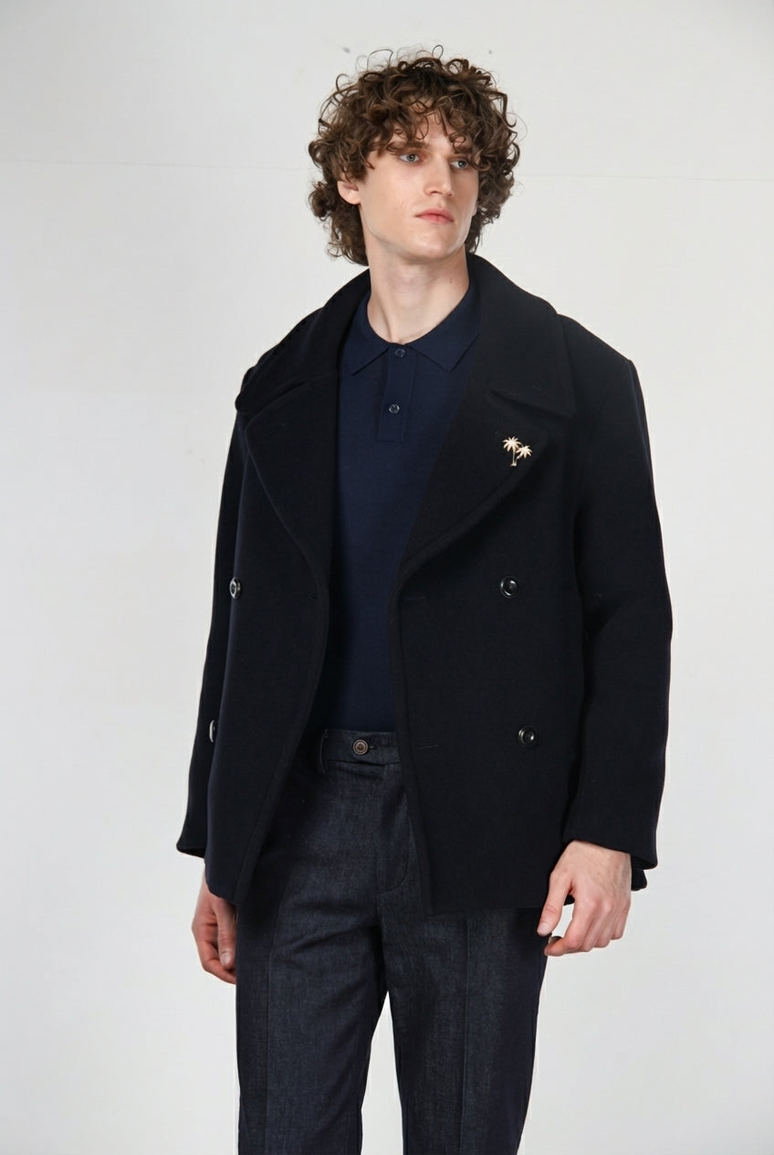 Brando Men's Coat in Soft Wool Fabric