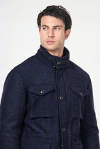 Men's M74 Field Jacket in knit-effect fabric with Prince of Wales check