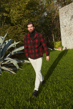 M74 Work Jacket field jacket hombre en paño de cuadros rojos