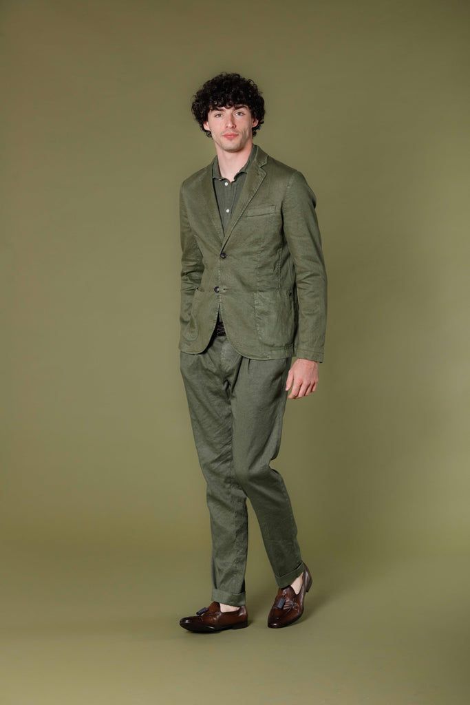 Immagine 2 di blazer uomo in twill di lino e cotone verde modello Da Vinci Summer di Maosn's