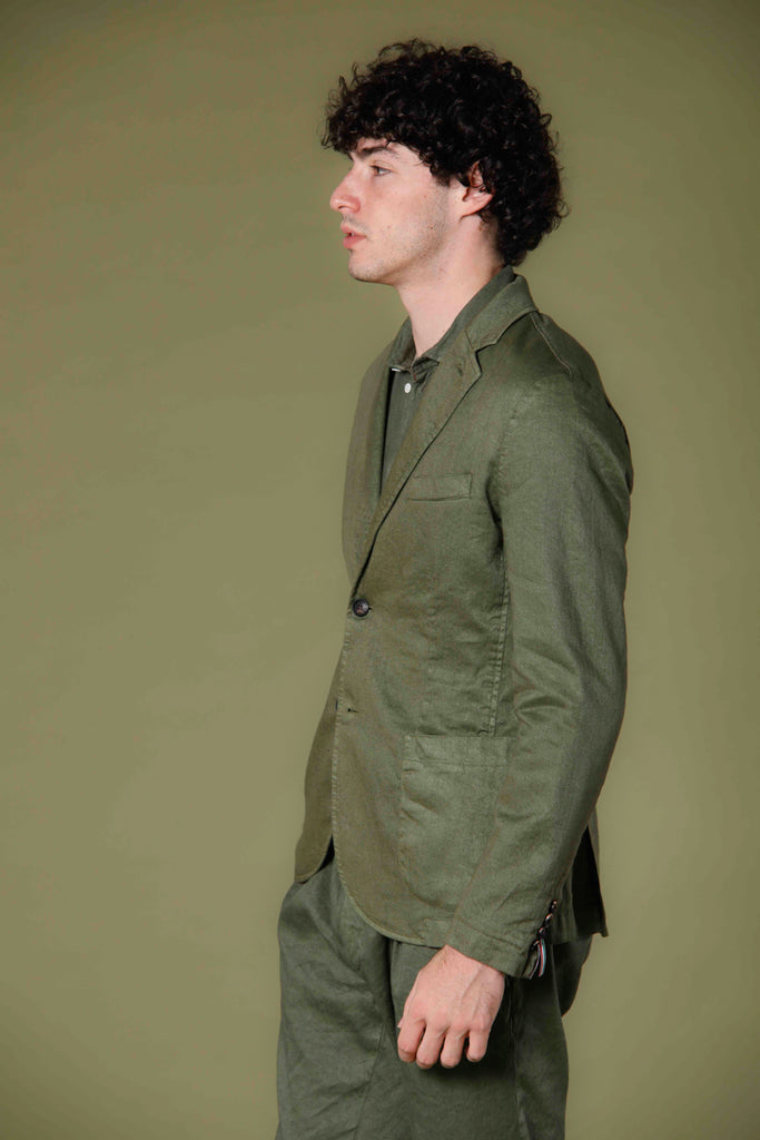 Immagine 5 di blazer uomo in twill di lino e cotone verde modello Da Vinci Summer di Maosn's