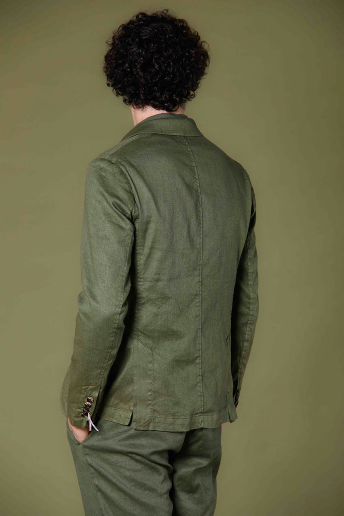 Immagine 4 di blazer uomo in twill di lino e cotone verde modello Da Vinci Summer di Maosn's
