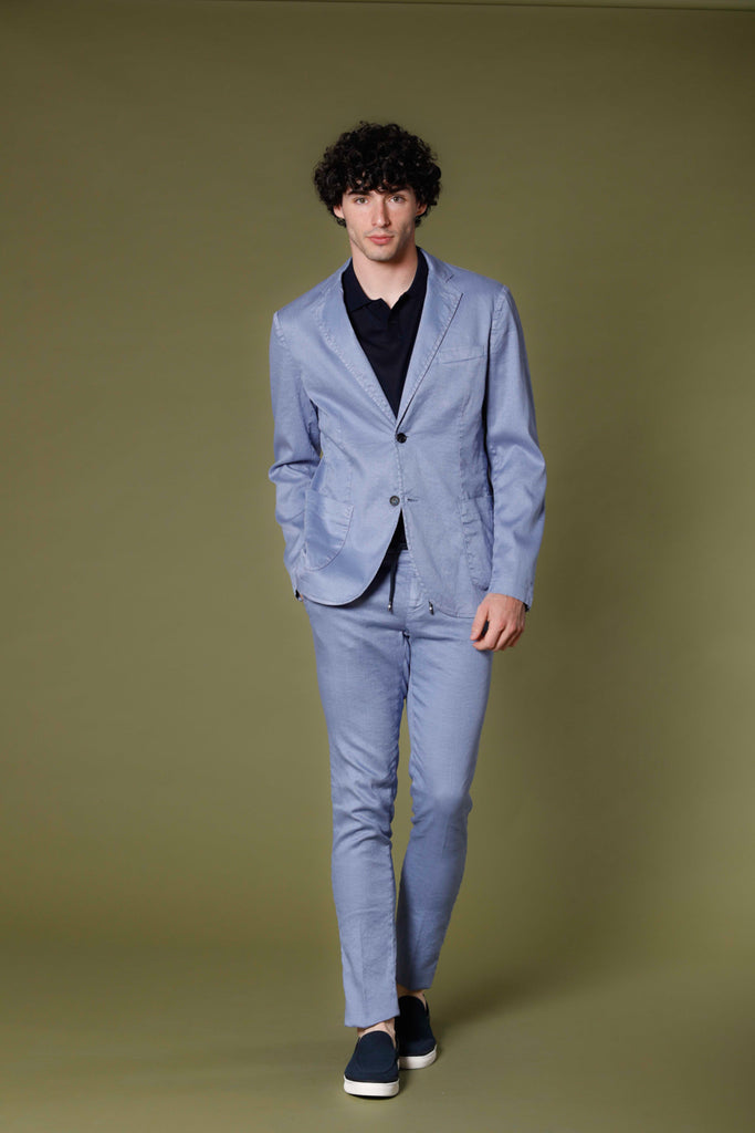 Immagine 2 di blazer uomo in twill di lino e cotone azzurro modello Da Vinci Summer di Mason's