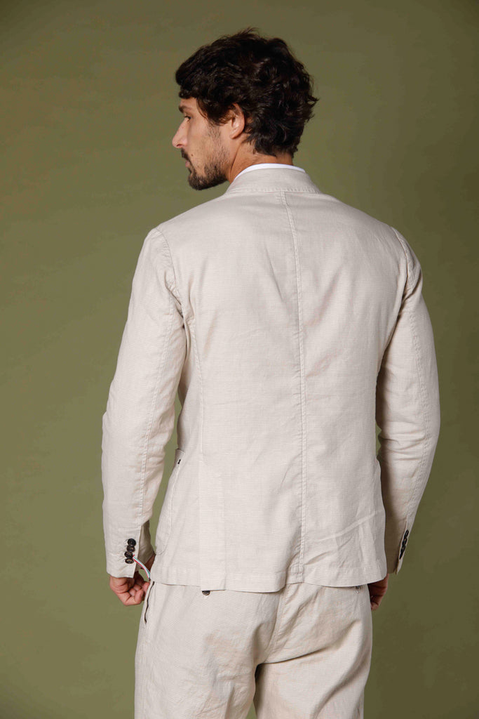 Immagine 4 di blazer uomo in batavia di lino e cotone color stucco modello Da Vinci Summer di Mason's