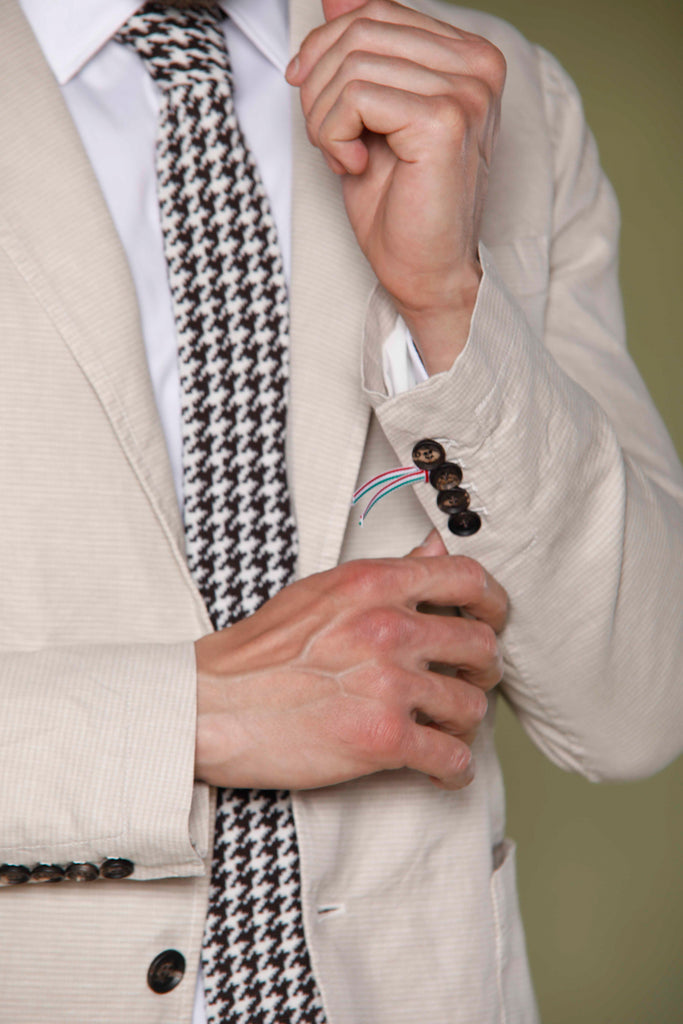 Immagine 3 di blazer uomo in batavia di lino e cotone color stucco modello Da Vinci Summer di Mason's