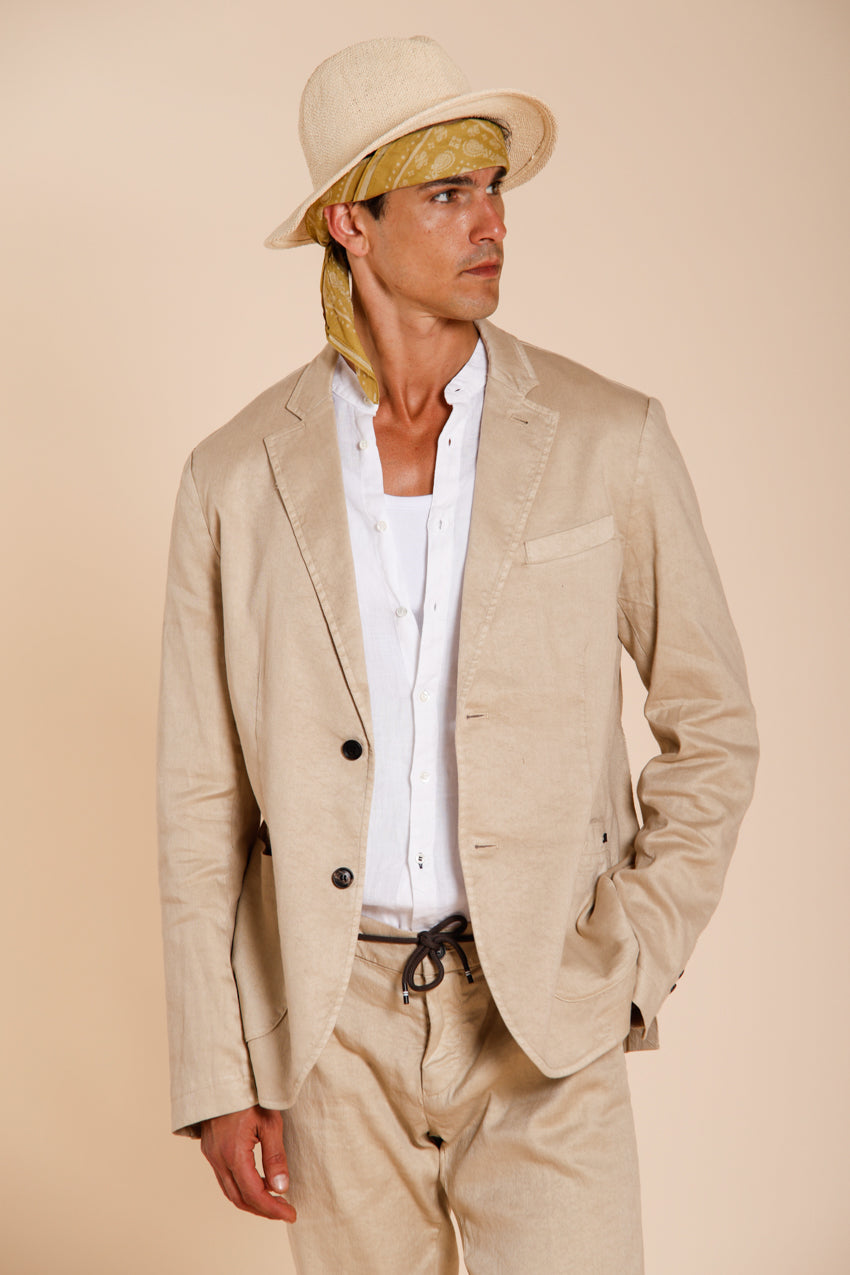 Da Vinci blazer uomo in twill di lino e cotone
