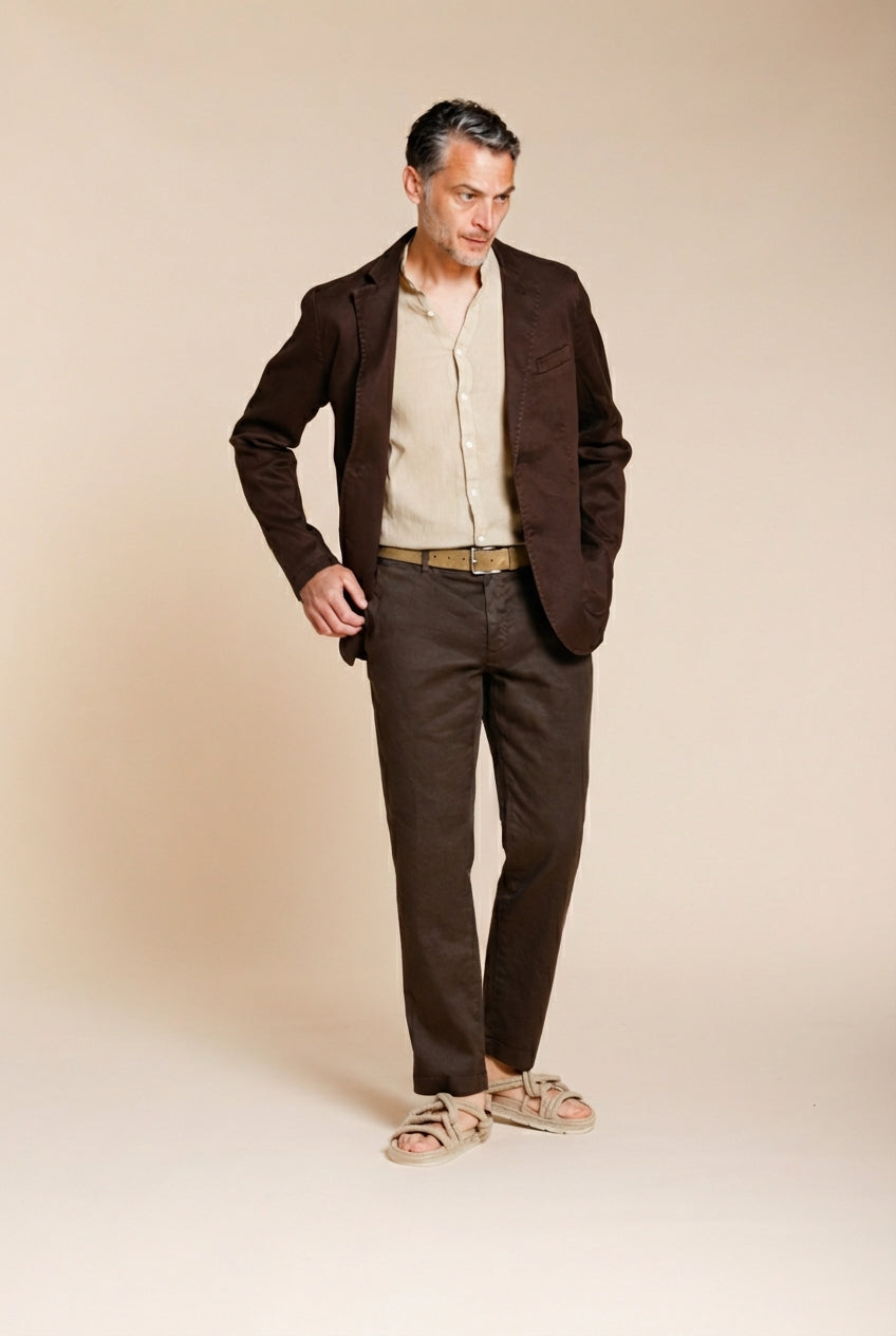 Da Vinci blazer uomo in twill di lino e cotone