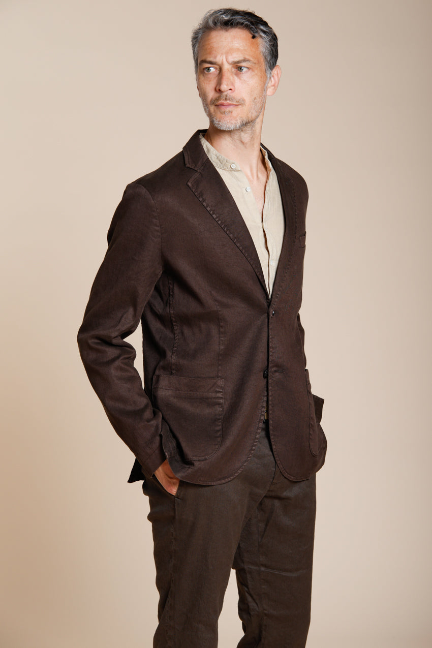 Da Vinci blazer uomo in twill di lino e cotone