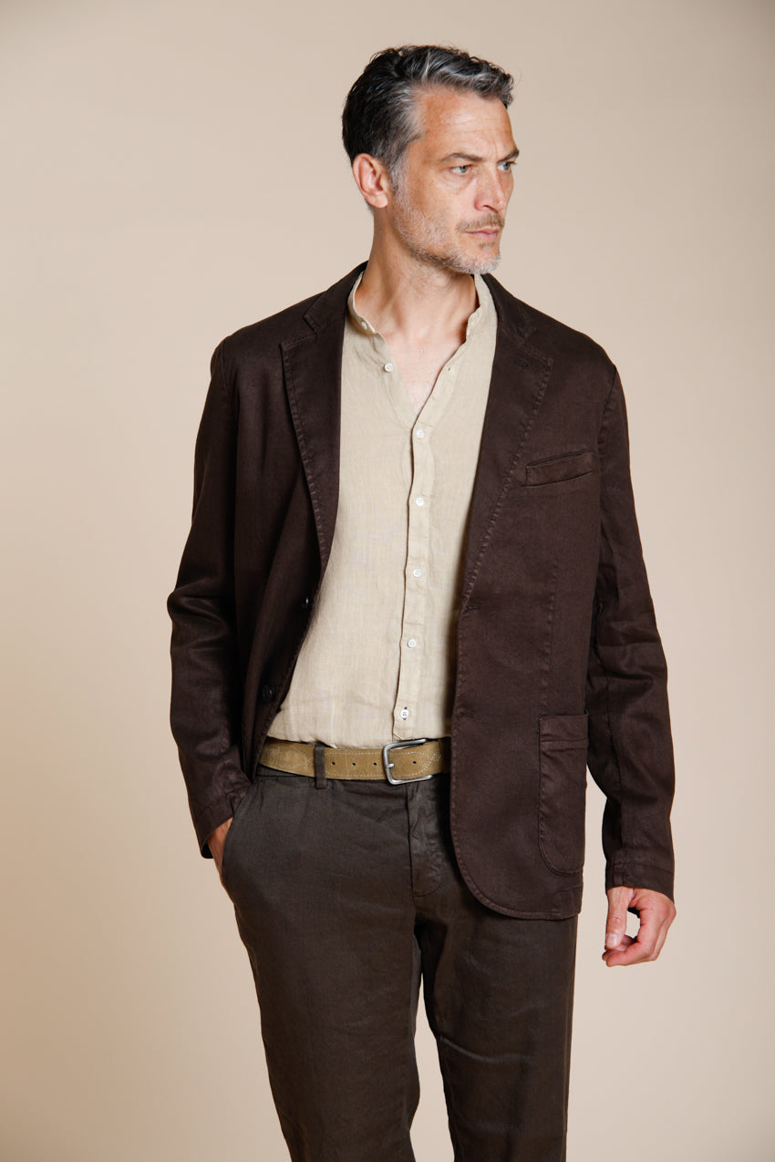 Da Vinci blazer uomo in twill di lino e cotone