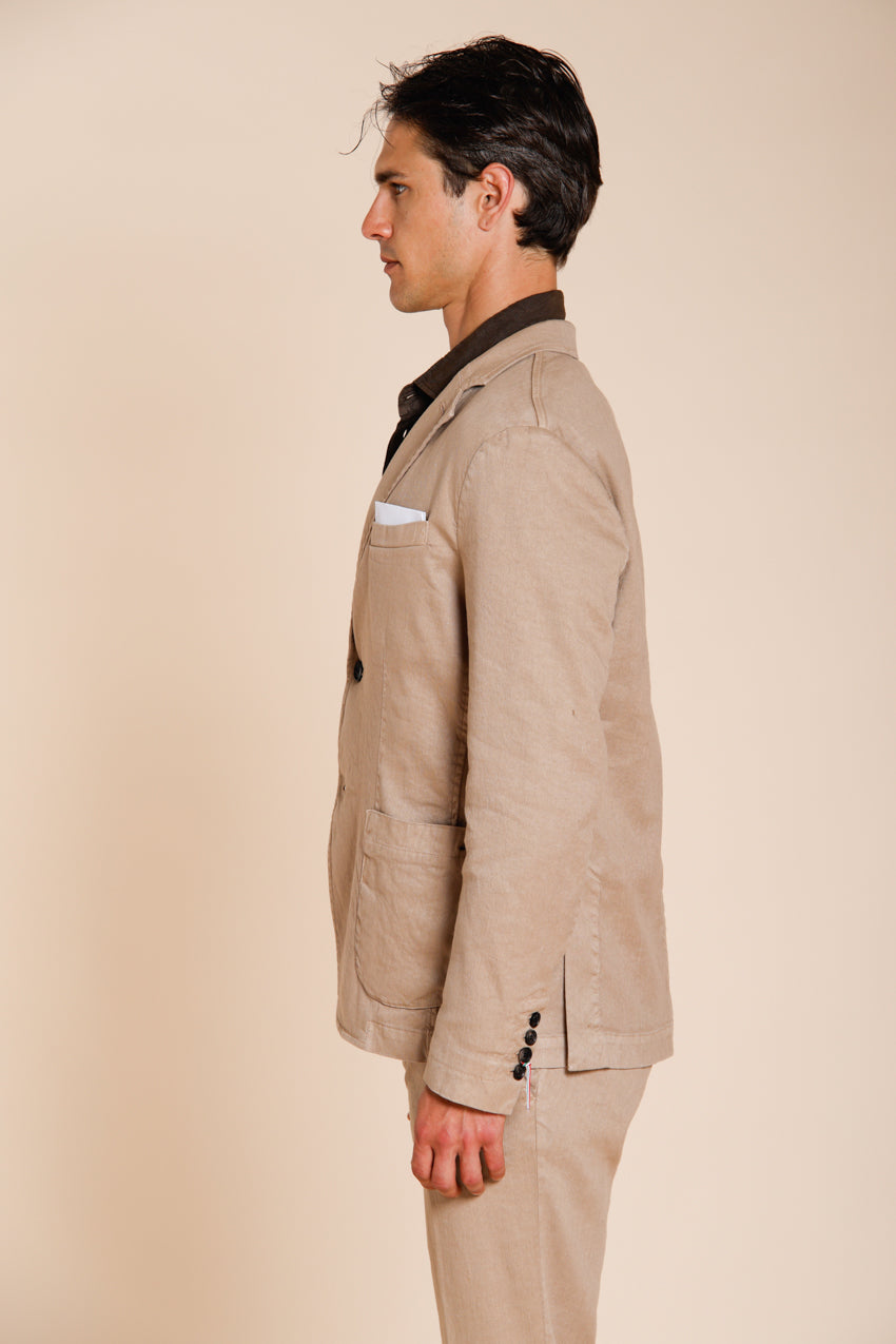 Da Vinci blazer uomo in twill di lino e cotone