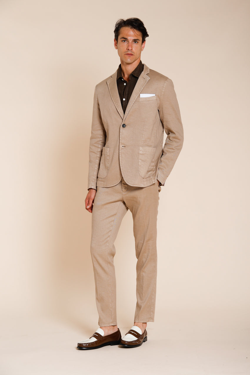 Da Vinci blazer uomo in twill di lino e cotone
