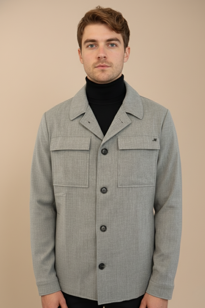 Firenze men’s lined overshirt in solid wool