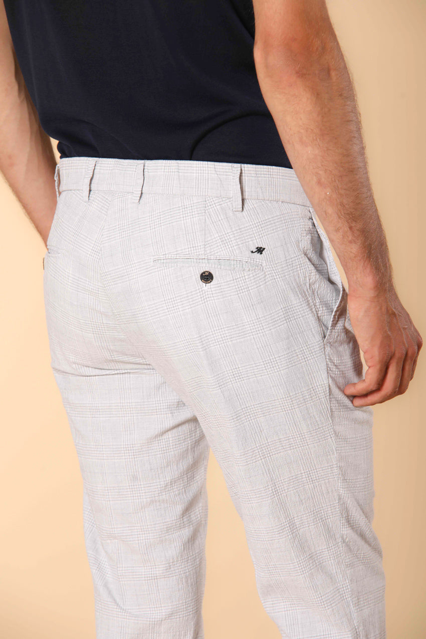 New York City 1 Pinces String men's pants in cotton seersucker with houndstooth pattern regular fit