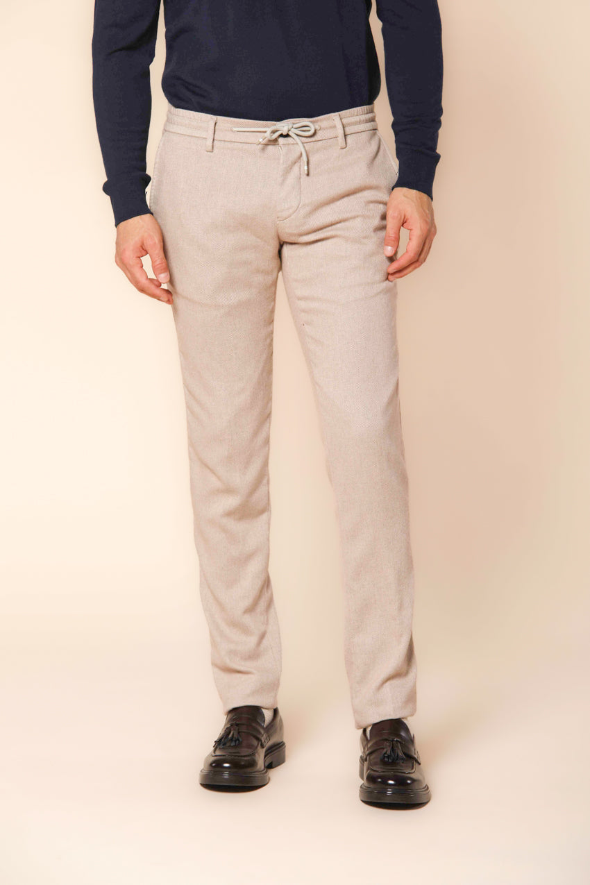 Milano Jogger pantalon chino homme en flanelle effet laine coupe extra slim